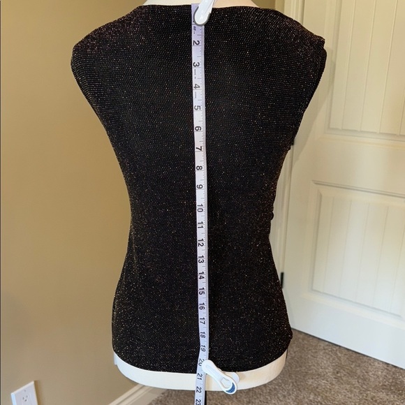 Connected Apparel Top Black and Metallic Gold Sleeveless Blouse Women's Size S - Picture 7 of 11